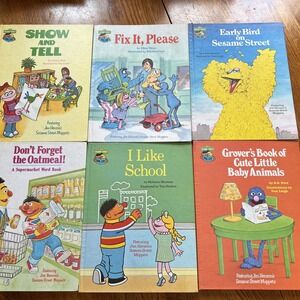 6 Vintage Sesame Street Book Club Hardcover Books 1980s Lot Of Six  #lot 2